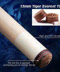 Close-up of the 13mm Tiger Everest Tip on Premium Pool Billiard Cue crafted from top grade maple shaft.