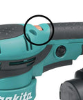 Close-up of variable speed dial on 5 Inch Random Orbit Sander With 3 Amp Motor And Variable Speed Dial 4,000 To 12,000 OPM.