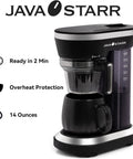 All In One Coffee Maker With Built In Grinder And Steam Pressure Technology For Bold Bean To Cup Drip That Kickstarts Your Routine With Straight Fire Flavor Every Single Morning, showing compact brewer with black finish and mug.
