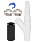 Universal Dishwasher Drain Hose Adapter Kit For RO Water Systems with quick connect fittings, clamps, and filter visible.