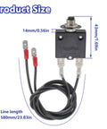 Dimensions of Resettable Fuse Circuit Tester for HVAC Breakers, 3 Amp and 5 Amp, UL Rated, showing line and load terminals.