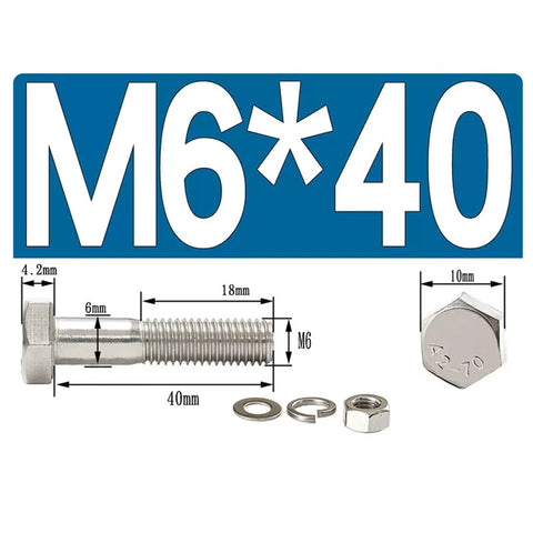 M6 Semi-Threaded Hex Bolts And Nut Kit In 304 Stainless Steel For Indoor Outdoor Use Partial Thread Screws Fastener Set Heavy Duty For Quick Adjustments And Reliable Fixture Upgrades, with washer and nut