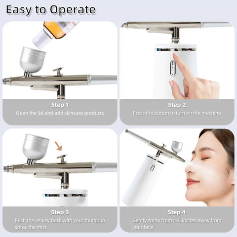 Steps to use Nano Facial Steamer Rechargeable Portable High Pressure Oxygen Sprayer For Ultra Fine Cool Mist Hydration