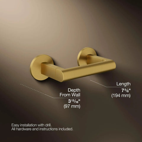 Components Pivoting Toilet Paper Holder With No Fuss Quick Change Design, 7 5/8" length, Vibrant Brushed Moderne Brass finish