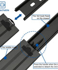 Diagram showing detachable 14 Inch Drawer Slide VA1245 Black Beefy Ball Bearing Full Extension 3 Folds Side Mount Heavy Duty 100 Lb Capacity