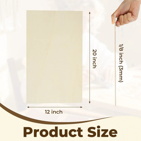 12 Pack Basswood Sheets 12 By 20 By 0.125 Inch 3mm For Laser Cutting And Engraving, size comparison displayed