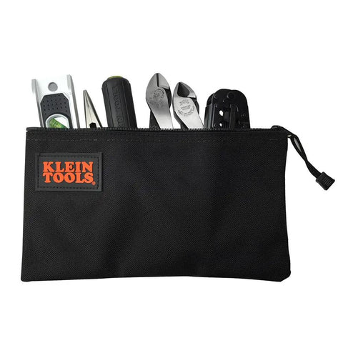 Cordura Nylon Tool Pouch With Heavy Duty Zipper, 12-1/2 Inch Black Zipper Bag For Pliers, Wrenches, Screwdrivers And More