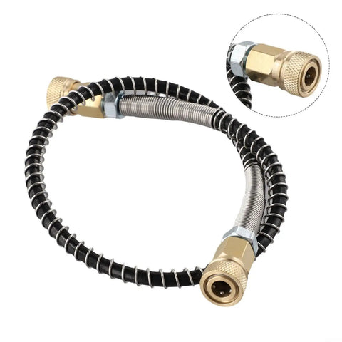 Bad Ass High Pressure Stainless Steel Air Hose Line M10x1 Male To Male With Awesome Coiled Spring Design For Tough Jobs Like Tank Inflation Rated Crazy Good At 4500 Psi Reliable Leak Proof Performance For Any Job Site, 50cm hose