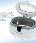 Portable Stainless Steel Ultrasonic Cleaner Blast Grime Off Rings Necklaces Glasses Watches And Coins With A Roomy 20oz Tank That Cleans As A Whistle Daily with 600ml stainless tank.
