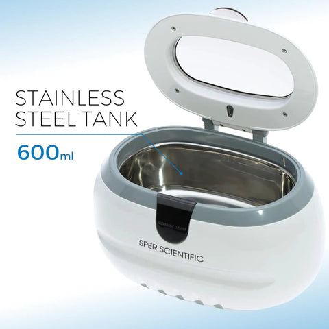 Portable Stainless Steel Ultrasonic Cleaner Blast Grime Off Rings Necklaces Glasses Watches And Coins With A Roomy 20oz Tank That Cleans As A Whistle Daily with 600ml stainless tank.