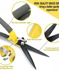 Upgraded Grass Shears For Garden And Lawn Care With Heat Treated Blades, Durable Construction, Ergonomic Handles, and Safety Lock