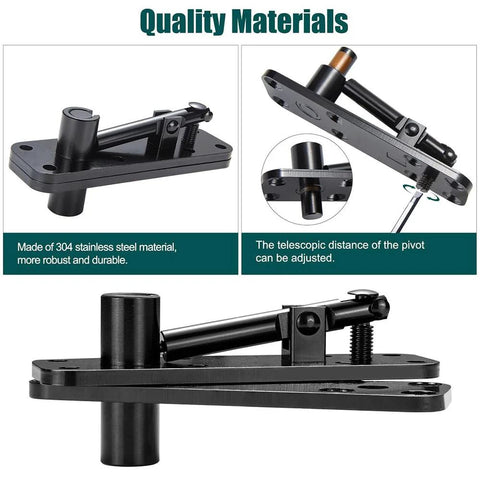 Hidden Door Pivot Hinge Stainless Steel 360 Degree Built Tough Heavy Duty Up To 570 Lbs Load Bearing Black in parts view