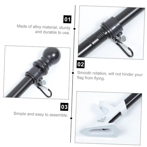 Weather Resistant Outdoor Flag Pole Kit With Bracket For Gardens Porches And Backyards Rotating Flagpole Holder For Most Flags Durable Construction For Windy Days Easy Mount And Stable All Weather Flag Pole System