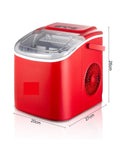 Grab And Go Countertop Pellet Ice Maker With Sturdy Handle and Single Knob Self Cleaning, red, compact design with clear lid.