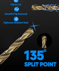 Solid Heavy Duty HSS Micro Drill Bit Set With Titanium Coating For Precision Machining On Metal Wood And Plastic Features Split Point Design To Stop Walking And Ensure Smooth Professional Grade Holes Every Single Time. 135° split point titanium HSS drill bit
