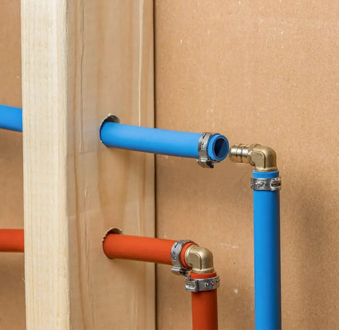 25 Pack Half Inch Brass PEX Fittings Set includes 90 degree elbows for PEX tubing installation in wall