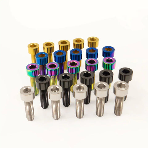 Heavy Duty Grade 5 TC4 Titanium Bolts M8 Hex Socket Cap Screw 1.25mm Thread Pitch Zero Rust Hardware assortment of colors.