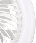 Close-up of LED Ceiling Fan Light with Remote Control, 30W Silent Enclosed Fan for showcasing white blades and casing.