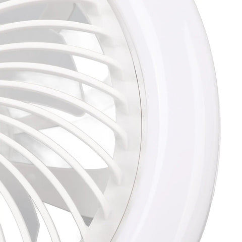 Close-up of LED Ceiling Fan Light with Remote Control, 30W Silent Enclosed Fan for showcasing white blades and casing.