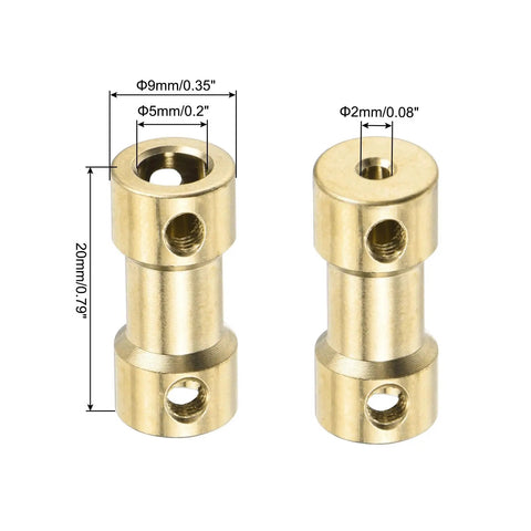 Brass Shaft Coupler Set Six Pieces 2Mm To 5Mm With Screws And Hex Wrench Flexible Motor Shaft Joint Connector for RC cars, 20mm brass coupler