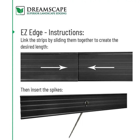 Assembly instruction for EZ Edge Aluminum Landscape Edging Kit With Four 6 Feet Strips And Twelve Spikes For A 24 Feet Total.