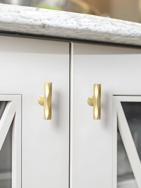 Brushed Gold Cabinet Knobs 10 Pack Hammered Brass Handles