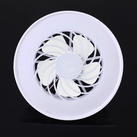 XEGZLH E27 Ceiling Fan with LED Light 5-Blade Modern Lamp 5.79inch Fan Lamp view from above showing white blades.