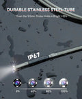 Ultra Slim 3mm Two-Way Articulating Borescope Endoscope Camera With Light, stainless steel tube showing water resistance