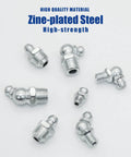 260-Piece SAE And Metric Grease Fittings Kit With Quarter Inch, Eighth Inch, M6 And M10 Straight, 90 Degree And 45 Degree Angled Zerks For Automotive And Industrial Use, Pro Grade, Heavy Duty Hydraulic Grease Fittings Assortment made of zinc-plated steel