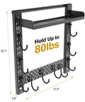 Sturdy Wall Mount Gun Rack With Shelf Holds Up To 80lbs Fits Three Rifles And Gear Includes Removable Accessories Tray Built
