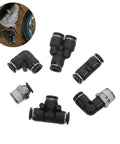 Beaupretty Pneumatic Tube Kit With Quick Coupling For 3/8 Inch Npt Male Straight Elbow Tee Connector, black fittings