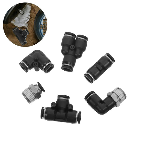 Heavy Duty 8mm Tube Pneu Air Hose Connector With 3/8 Inch Npt Male Thread And Push-To-Connect Fittings Kit Featuring Nickel Plated Copper Plus Durable Plastic For Secure Fast Installation Of Pneumatic Systems, assorted angles