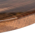 Close-up of the wood base on a 16 Inch Reversible Epoxy Wood Lazy Susan With Blue Gradient Marble Surface For Dining Table Kitchen Pantry.