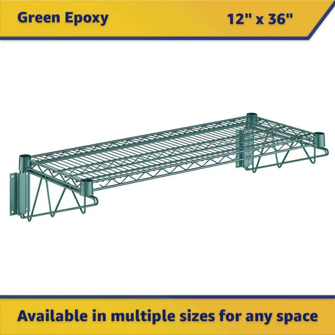 Two Pack Green Epoxy Wire Wall Mounted Shelves Nsf Certified Heavy Duty Steel Storage Rack For Commercial Kitchens Straight Up Built Tough Game Changing Storage Solution