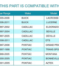 Compatibility chart for Front Wheel Hub And Bearing Assembly 513121, covering Cadillac, Buick, Pontiac models from 1997 to 2011