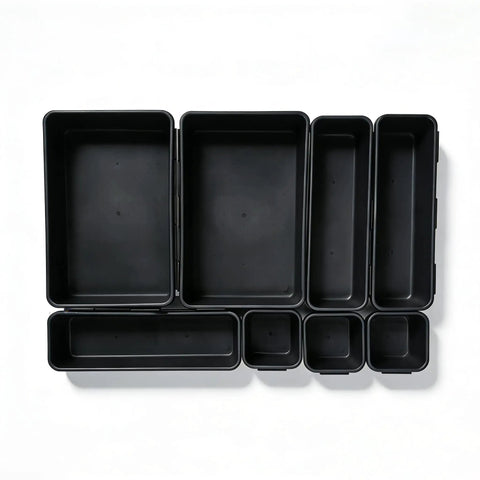 Eight Piece Interlocking Drawer Organizer Trays That Lock In Place Go To Solution For Kitchen Bathroom Office And Desk Drawers