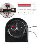 Two Inch 12V Fuel Gauge Kit With Nut And Bracket 240 to 33 Ohm Boat Gauge shown with wiring instructions and back view