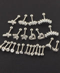 12 Pairs CZ Stud Earrings 16G Cartilage Earring Set For Tragus Helix And Ear Piercings, Hypoallergenic 316L Stainless Steel With Clear Cubic Zirconia, Tiny Ball Screw Back Earrings, Cute Heart And Flower Designs For Women. assorted CZ cartilage stud earrings set on black background