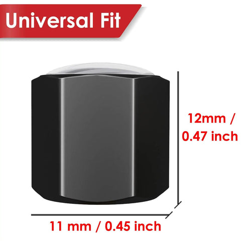 All American Flag Tire Valve Stem Caps With Rubber Seal O Ring Universal Wheel Covers For Cars SUVs Trucks Motorcycles Bicycles Airtight Heavy Duty 12 Pack Black Gray USA featuring 12mm x 11mm size illustration