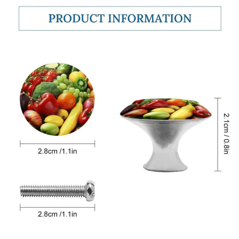 Top Shelf Antique Stainless Steel Cabinet Knobs 2 Piece Set Rock Solid Round Drawer Pulls Smooth Brushed Finish with fruit design.