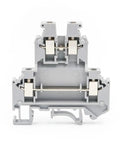 Front view of DIN Rail Terminal Block 10 Pack Double Deck Screw Clamp With Adjustable Pressure Spring Loaded Brass Contacts For 24 To 12 AWG Wire