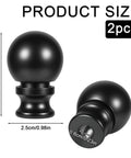 2 Pack Black Lamp Finials And Shade Toppers With Oil Rubbed Metal Nut Screw Cap Ball Knob Topper. Size 3.8 x 2.5 cm, 2pcs