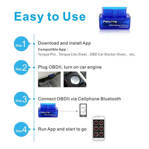 Instructions for using Bluetooth OBD2 Scanner And OBDII Diagnostic Tool Car Code Reader That Turns Off Check Engine Light.