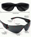 Heavy Duty Protective Safety Glasses Featuring Kickass Impact Resistance And ANSI Certification For Construction Crews and Workshop Pros, black lenses, ANSI Z87.1 standards.