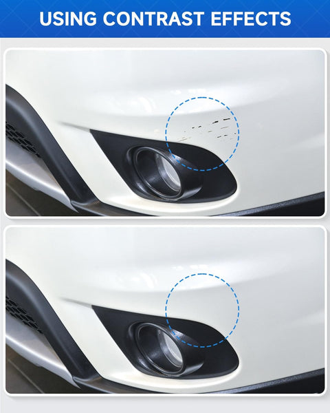 Before and after using PVP NVP Car Touch Up Paint Kit With Exact OEM Color Match For Dodge Vehicles Scratch Repair And Rust Prevention