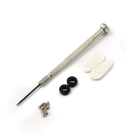 Compact Eyeglass Repair Kit With Screwdriver, 11 Piece Grab And Go Emergency Glasses Fix Kit showing screwdriver and spare parts