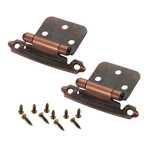 Antique Metal Cabinet Hinges Set For Overlay And Inset Doors with rustic finish and mounting screws included