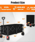41 Inch Long Collapsible Wagon Cart With 460 Pound Capacity Beast Heavy Duty Folding Beach Wagon On All Terrain Wheels