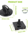 Rotary Switch Four Position Three Speed Power Selector with knob and mounting nut, ABS plastic housing, product size measurements shown