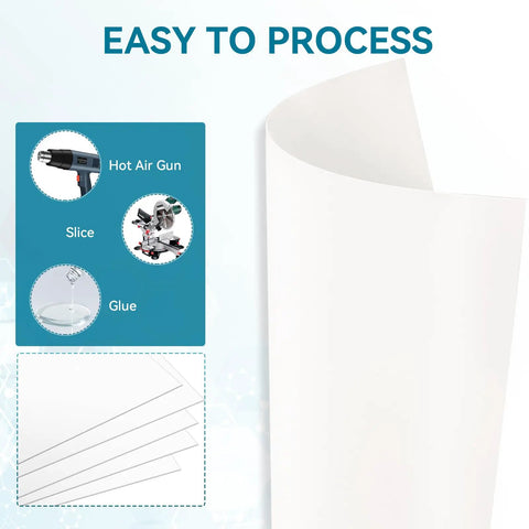 3 Pack White Plastic Sheets 12x12 Inches 0.08 Inch Thick Flexible High Tensile PP Plastic Panels For DIY Projects Crafts